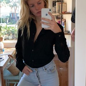 Blk DNM suede button down shirt.